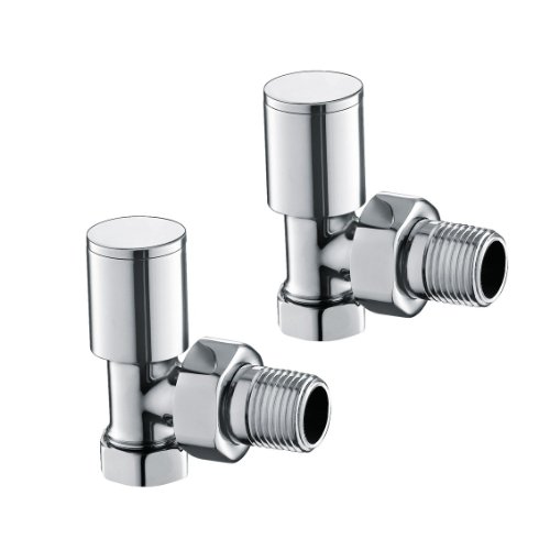 Chrome Designer Angled Towel Radiator Valves Pair = 1 Set