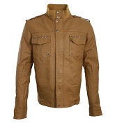 Tan Never Ending Battle Leather Jacket