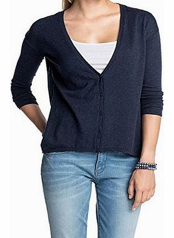  Womens V-Neck Long Sleeve Cardigan - Blue - Blau (DEEP INDIGO MELANGE 402) - 18