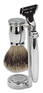 Chrome Bulbous Shaving Set