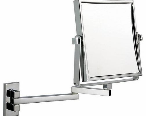 Luxury square extending shaving/makeup mirror - chrome