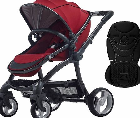 egg Stroller Gunmetal/Berry Red With Jet Black