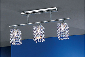 Pyton Modern 3 Light Chrome And Crystal Ceiling Light