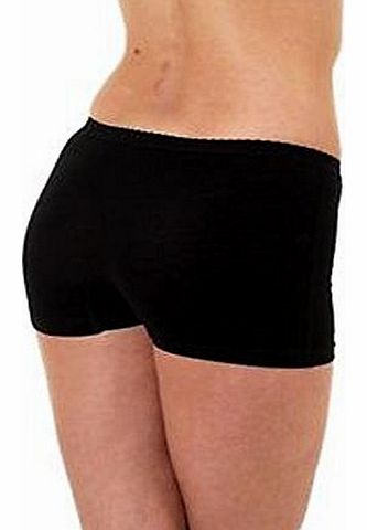 LADIES SUPERB SOFT STRETCH COTTON LYCRA SEXY SHORTS (Medium UK 12, Black)