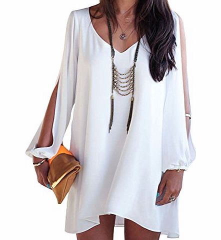 Womens Plus Size Strapless Sext Party Mini Dress Casual Ladies Chiffon Skirt Tops (8, White)