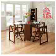 4 Seat Rubberwood Butterfly Set, Walnut