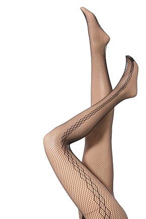 Ladies 1 Pair Elle Diamond Back Seam Fishnet Tights Black Lge