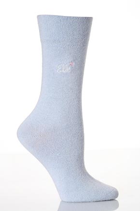 Ladies 1 Pair Elle Plain Angora Socks In 9 Colours Grape