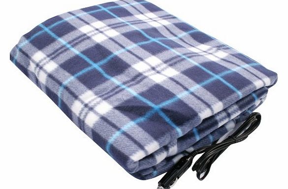 NEW LARGE 12V HEATED CAR VAN TRAVEL ELECTRIC BLANKET WARM FLEECE CUDDLE RUG