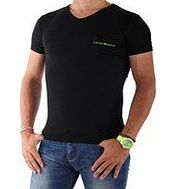 Eagle Stretch Cotton V-Neck T-Shirt, Black Black X-Large