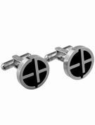 Armani silver round onyx cufflinks