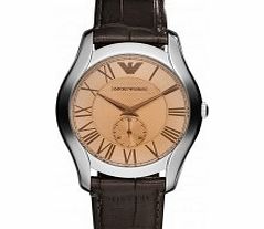 Emporio Armani Mens New Valente Brown Leather