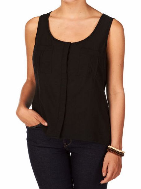 Esprit Womens Esprit Blouse Tencel Top - Black