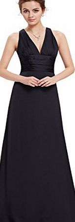 HE09008BK12, Black, 12UK, Ever Pretty V-neck Designer Dresses For Women 09008