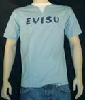 Mens Pale Blue Short Sleeve Cotton T-Shirt With Denim Logo