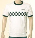 Mens White Grand Evisu Check Printed Short Sleeve T-Shirt