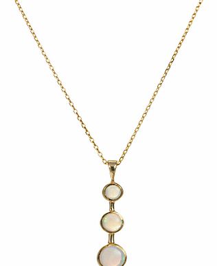 9ct Yellow Gold 3 Stone Opal Drop Pendant