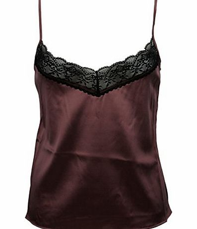 Ex-Store Ex Store Silk Dusky Rose Camisole   Black Lace Cami 16