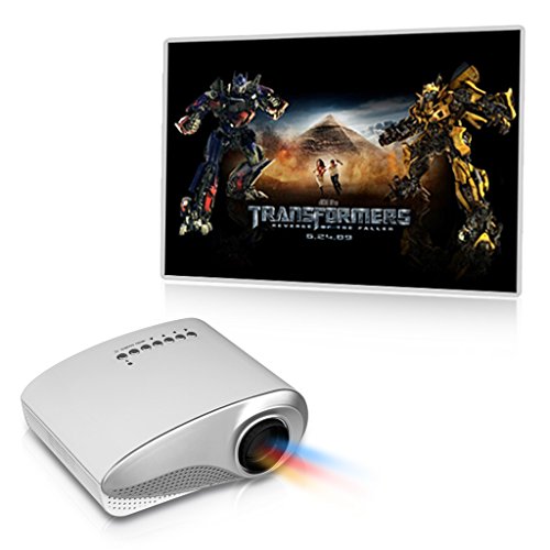 HD LED Projector HOT AV /USB/VGA/HDMI/SD 2.4 inch LCD TFT display Mini LED Projector Home Theater LED LCD Projector 480*320 USB VGA HDMI UK Plug (White)