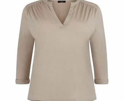 Exclusives Inspire Mink Grandad Collar 3/4 Sleeve Blouse