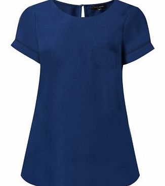 Navy Crepe Longline T-Shirt 3267353