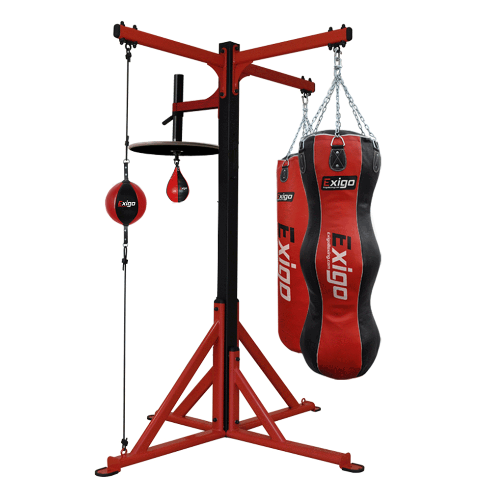 Exigo 4 Station Boxing Frame 3 Bag Arms and