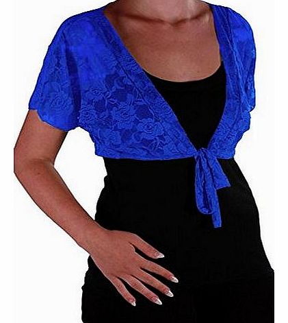 EyeCatch - Lucy Womens Lace Short Bolero Shrug Wrap Cardi One Size Royal Blue