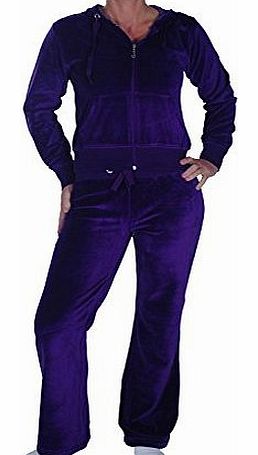 EyeCatchClothing - Womens Velour Tracksuit Leisure Suit Plum Medium