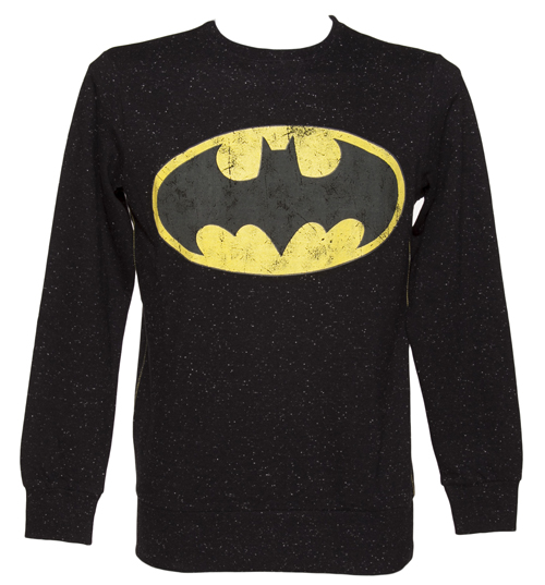 Mens Black Speckled Classic Logo Batman