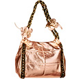 Salmon Metallic Leather Evening Handbag