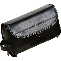 Leather hanging wash bag