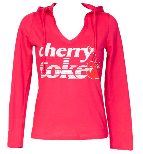 Ladies Cherry Coke V-Neck Long Sleeved Hooded