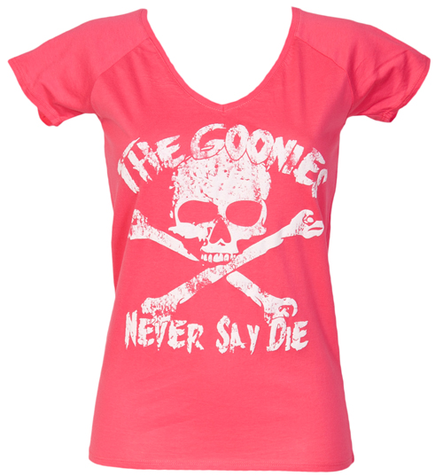 Ladies Pink Goonies Never Say Die Classic V Neck