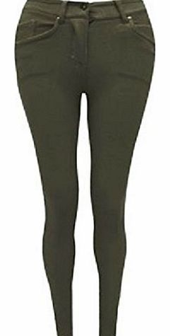  LADIES SKINNY COLOURED JEGGINGS STRETCH TROUSER JEANS LEGGINGS SIZES 8 10 12 14 16 18 20 (XL (14), KHAKI)