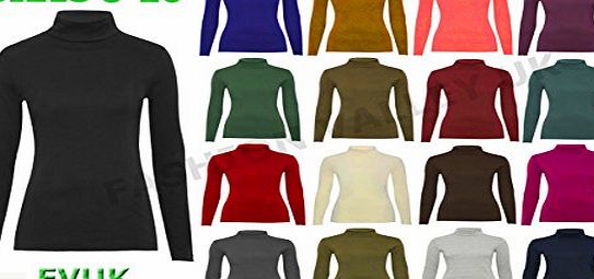 Fashion Valley Womens Plain Long Sleeve Turtle Polo Neck Top Ladies Roll Neck Top Jumper 8-26 UK XXL/XxXL 24-26 Black