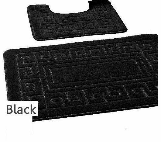 Black Machine Washable 2 Piece Bath Mat Set