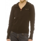 Womens Mallory Zip Thru Knit Hoody Black