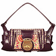 Beige & Purple Flap Zucchino Jacquard Compilation Bag