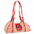 Beige & Red Zucchino Jacquard Sporty Bag