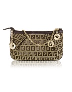 Beige and Brown Zucchino Chain Strap Pouch Bag