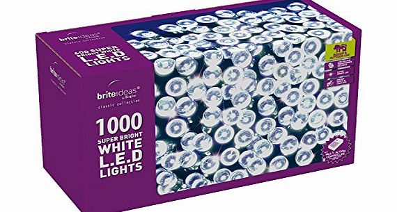 Festive BRITE IDEAS FESTIVE BRIGHT WHITE LED FAIRY STRING LIGHTS CHRISTMAS TREE XMAS OUTDOOR INDOOR (1000 LED)