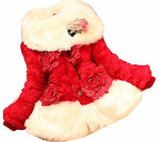  Baby Girls Faux Fur Placket Fish Scale Coat Jacket Outwear Wind Breaker Clothes R 14