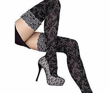 Fiore Sensuous `` Azalia `` 60 Denier Black Ladies Microfibre Stay ups Hold ups Stockings by Fiore (4 / L)