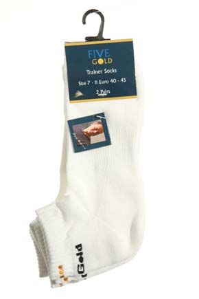 Mens 2 Pair FiveGold Trainer Sock White