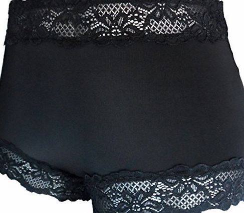 SEXY SLIMMING HIGH WAIST BLACK OPEN CROTCH CROTCHLESS KNICKERS BOXERS BOY SHORTS UNDERWEAR GIFTPANTIES (U.K 16/18)