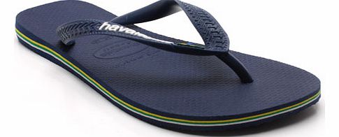  Havaianas Brazil Logo Mens Flip Flops Navy