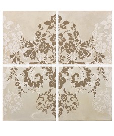 Damask Cream on Taupe 4T Panel Horizontal