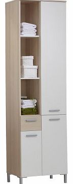 Tall Bathroom Cabinet Lerida 4, 54.5 x 197 x 33 cm, Ash Tree/ White