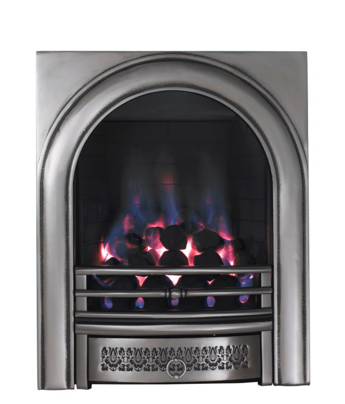 Arch Full Depth Gas Inset Fire Satin Chrome Finish