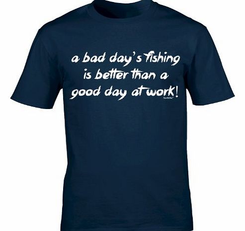 A BAD DAY FISHING (L - OXFORD NAVY) NEW PREMIUM LOOSEFIT T SHIRT - slogan funny clothing joke novelty vintage retro top mens ladies womens girl boy men women tshirt tees tee t-shirts shirts fashion ur